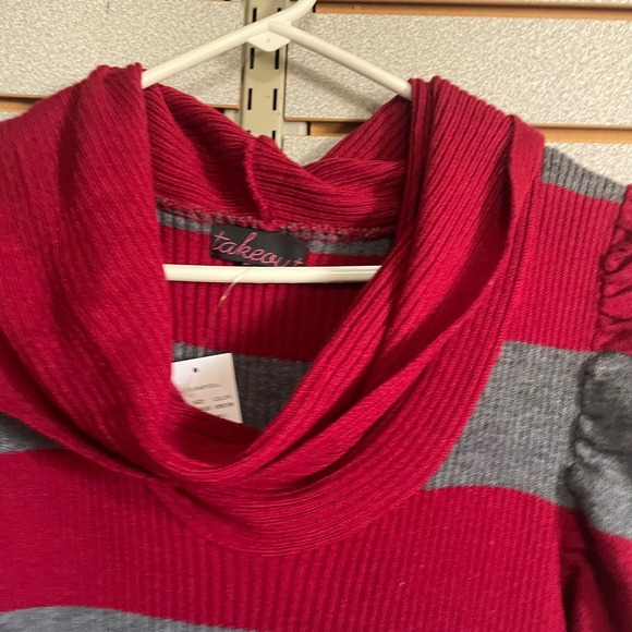 NWTS Takeout XL Pink Gray Striped Cowl Neck‎ Short Sleeve Sweater Dress - Picture 4 of 8